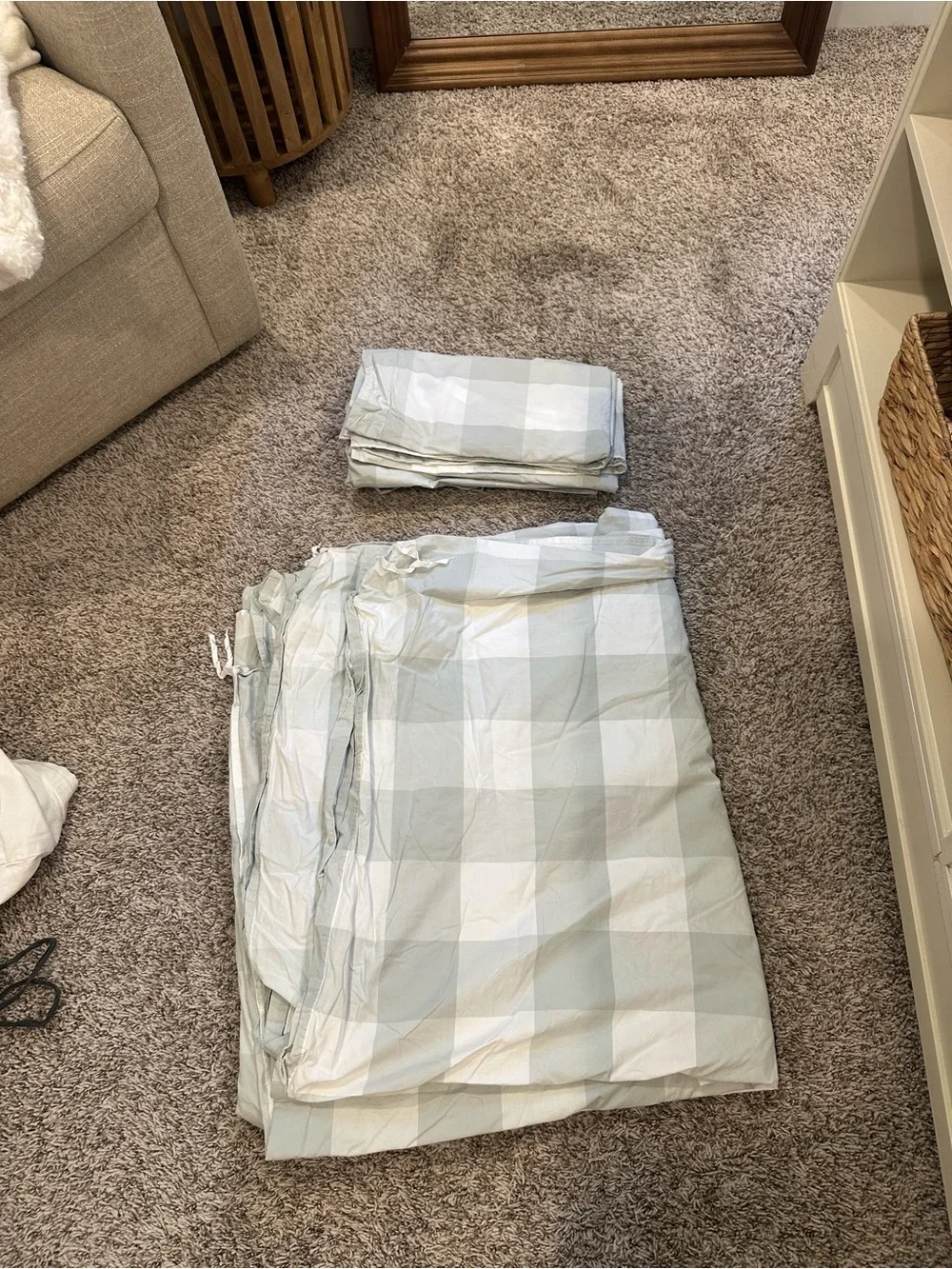 Ballard Designs gingham duvet King